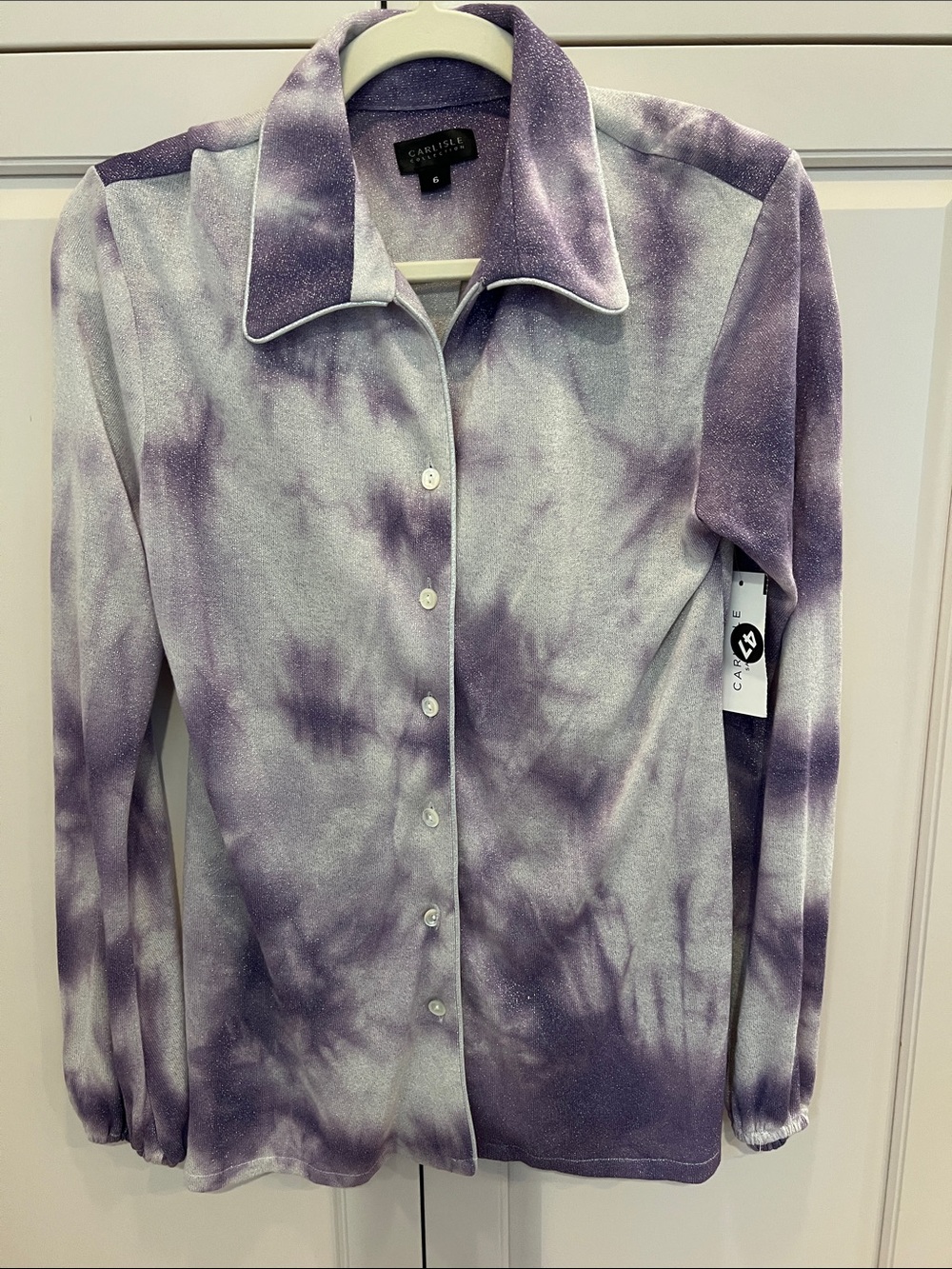Carlisle Lavender and White Tie-Dye Button-Front Cardigan